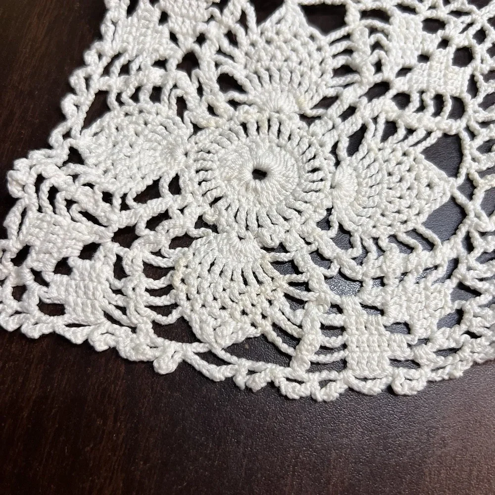 Lot of‎ 4 Vintage Hand Crochet Doilies – Ivory & Pastel Lace Set – Mixed Sizes